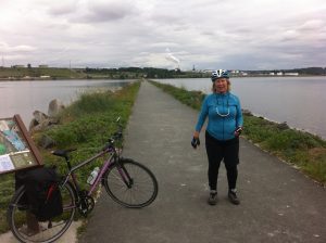 The causeway on the trail out of Anacortes