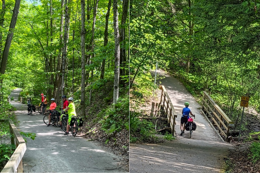 A group of people riding bikes on a path in the woods

Description automatically generated with low confidence