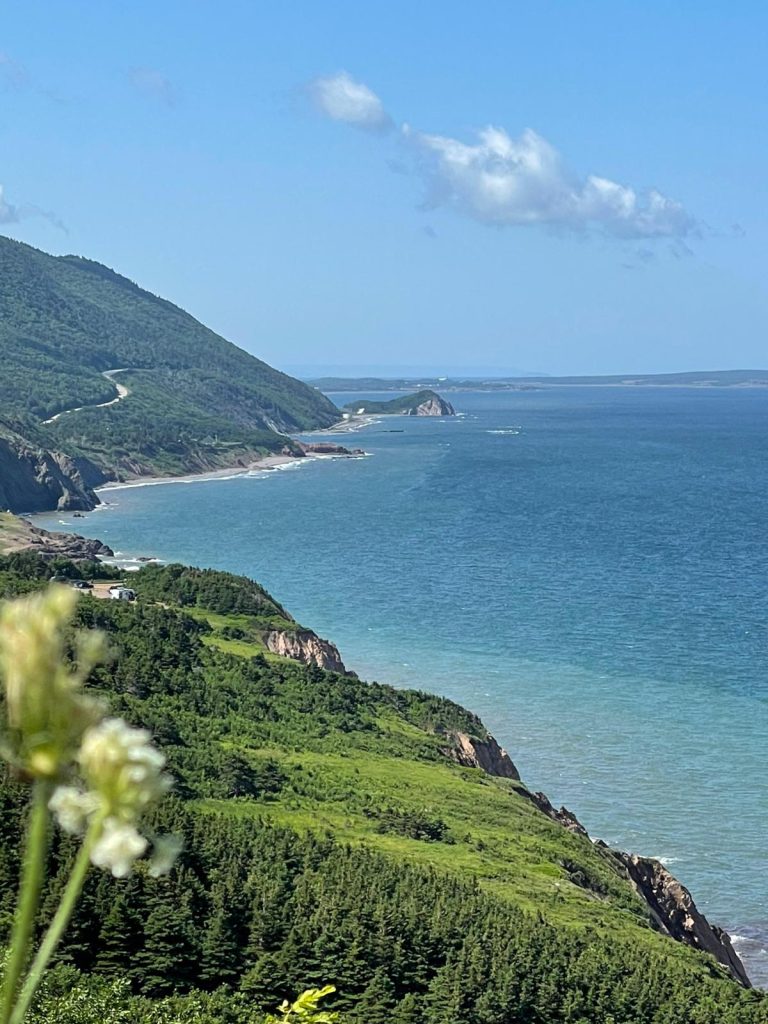 A view of a beach and a body of water

Description automatically generated